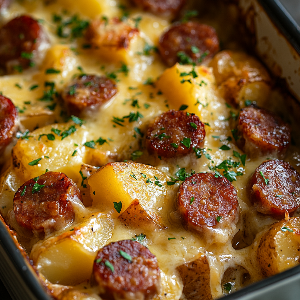 Kielbasa Sausage Cheesy Potato Casserole - Cooking Family Recipes