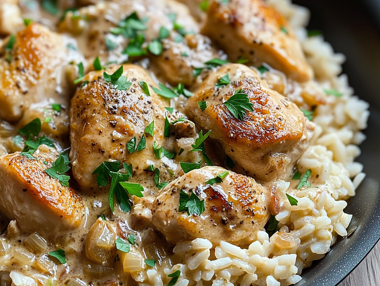 One-Pan Creamy Parmesan Chicken & Rice - Cooking Family Recipes